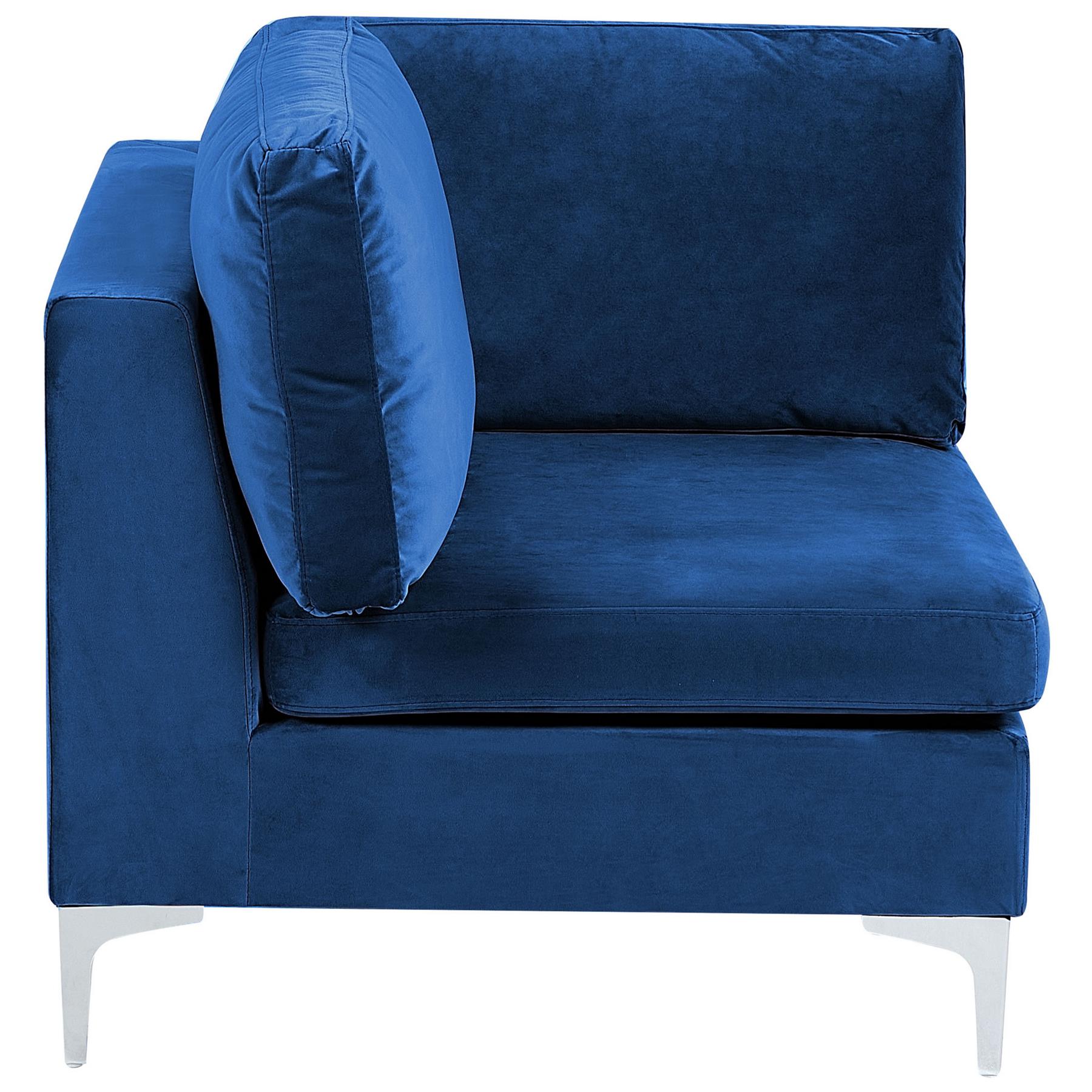 Beliani - EVJA - Hoekbank 5-zits - Blauw - Rechterzijde - Fluweel