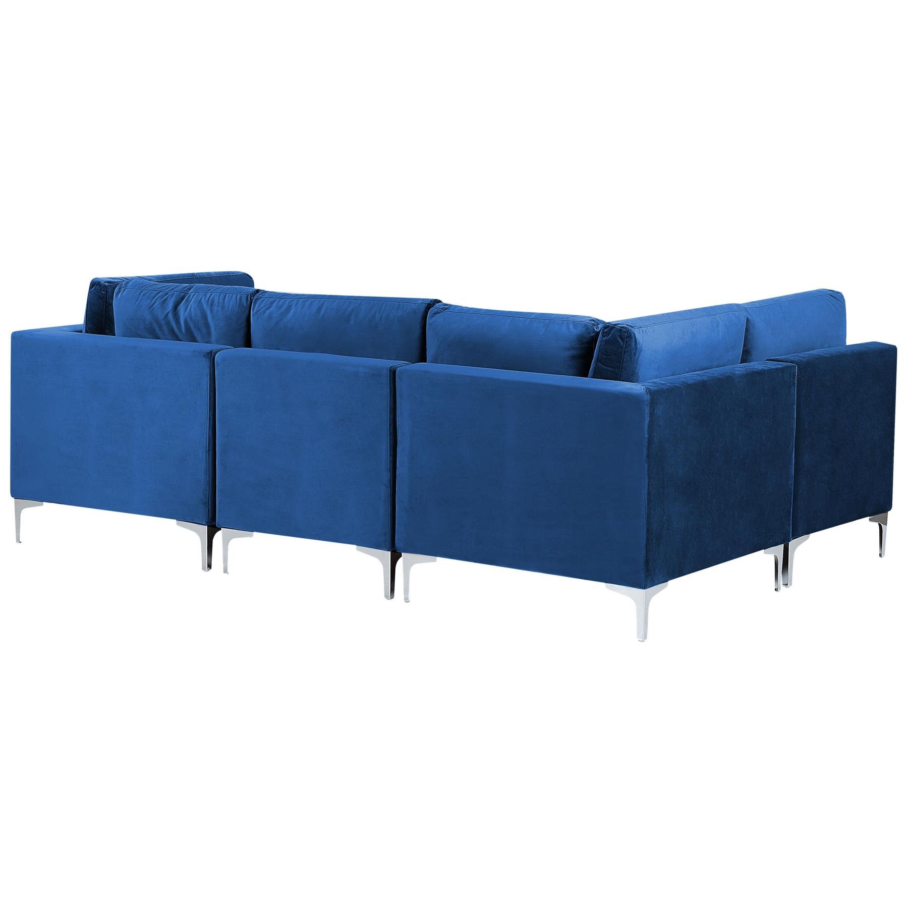 Beliani-EVJA-Hoekbank 4-zits-Marineblauw-Rechterzijde-Fluweel