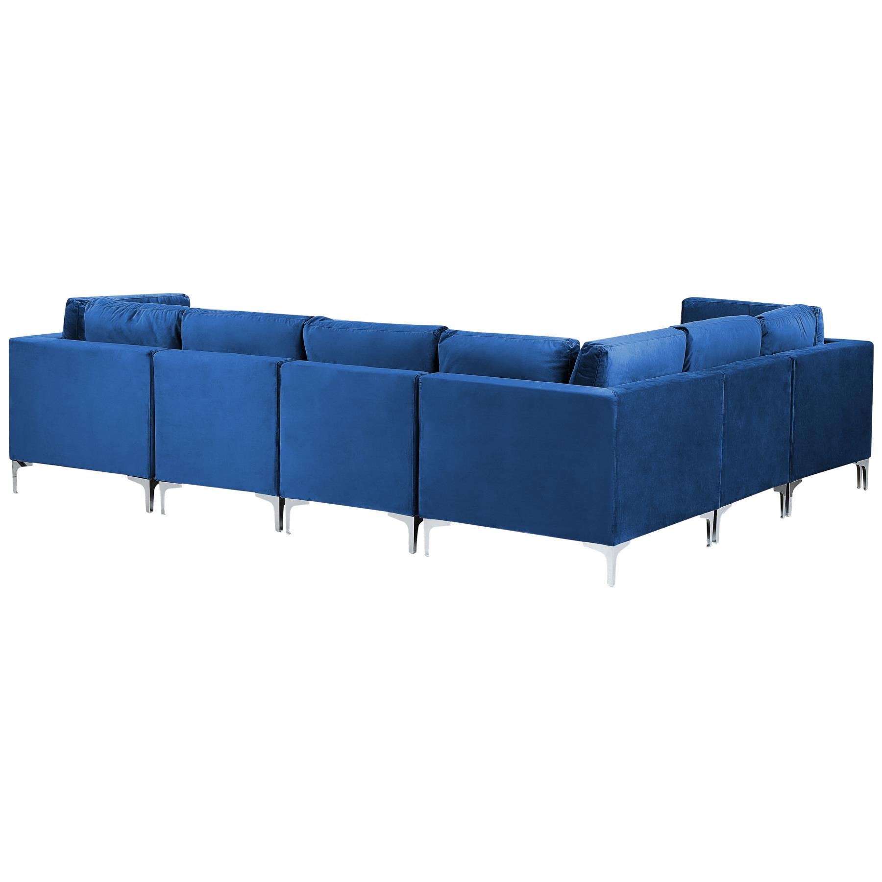 Beliani - EVJA - Hoekbank - Marineblauw - Rechterzijde - Fluweel