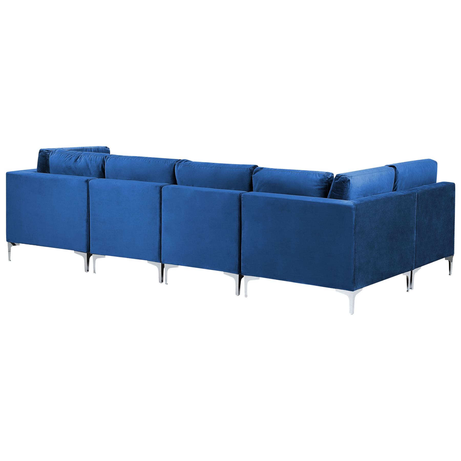 Beliani - EVJA - Hoekbank 6-zits - Blauw - Fluweel