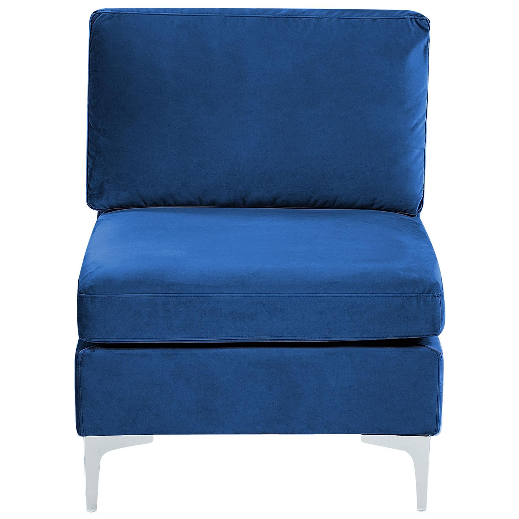 Beliani - EVJA - Hoekbank 5-zits - Marineblauw - Linkerzijde - Fluweel