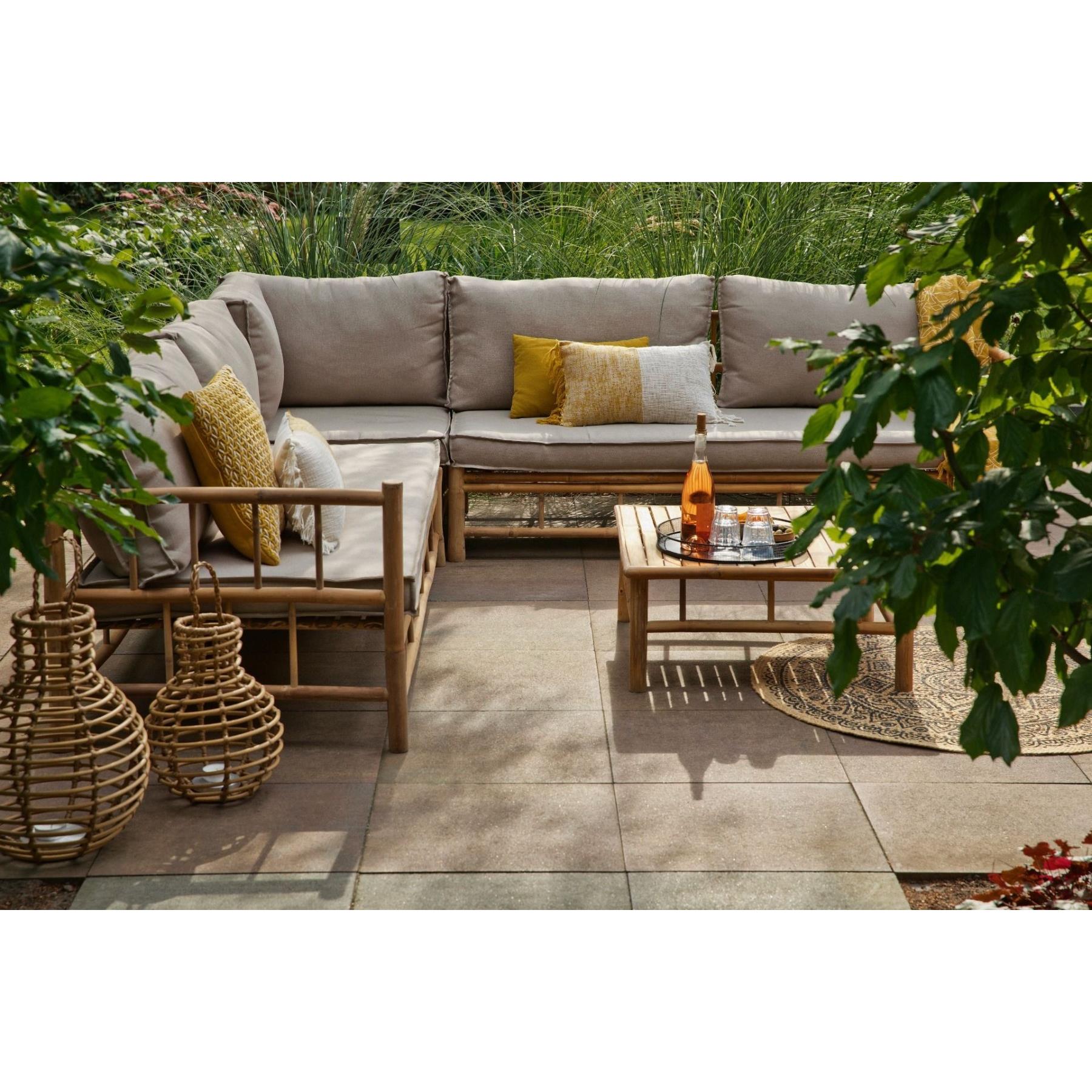 Exotan Bamboo Hoek Loungeset Loungebank + Koffietafel Inclusief