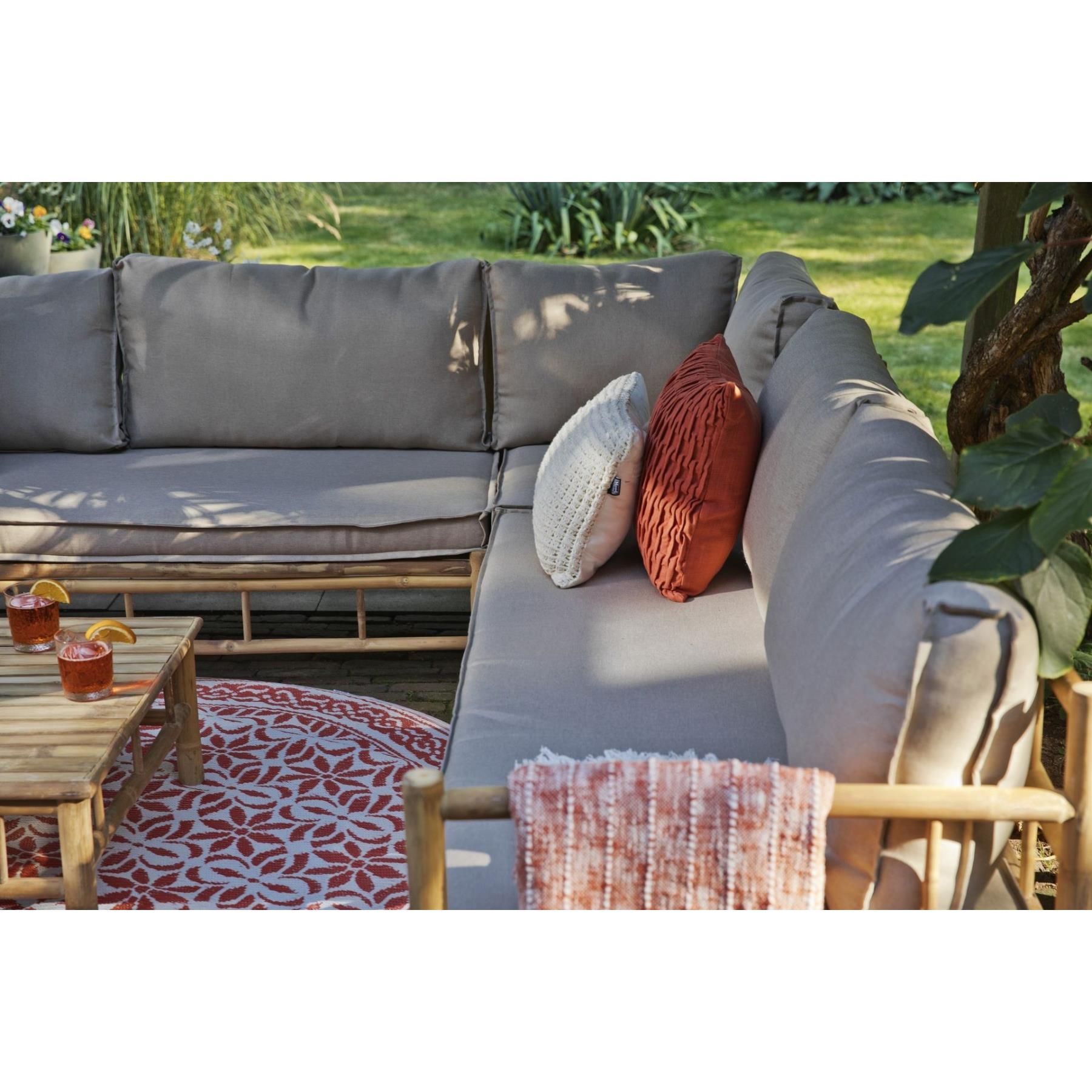 Exotan Bamboo Hoek Loungeset Loungebank + Koffietafel Inclusief