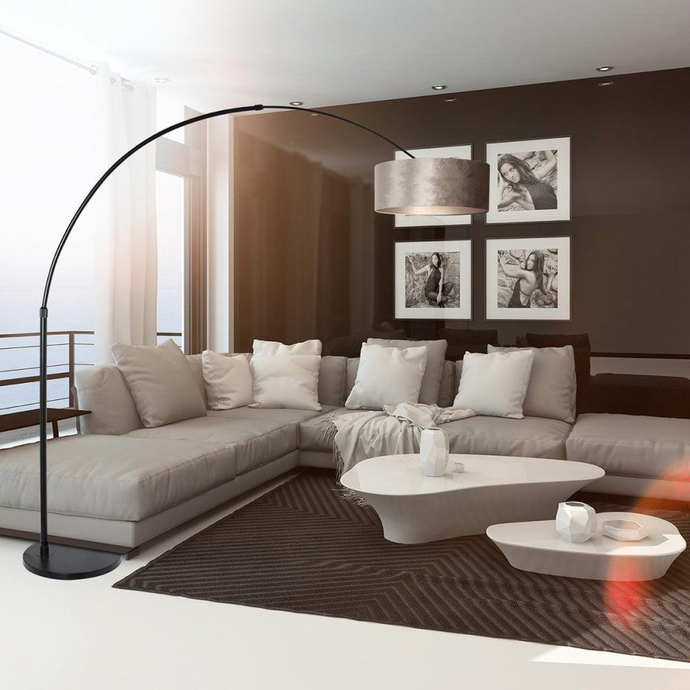 Steinhauer - vloerlamp - Sparkled Light - zwart - metaal stof - booglamp - E27 - 8128ZW