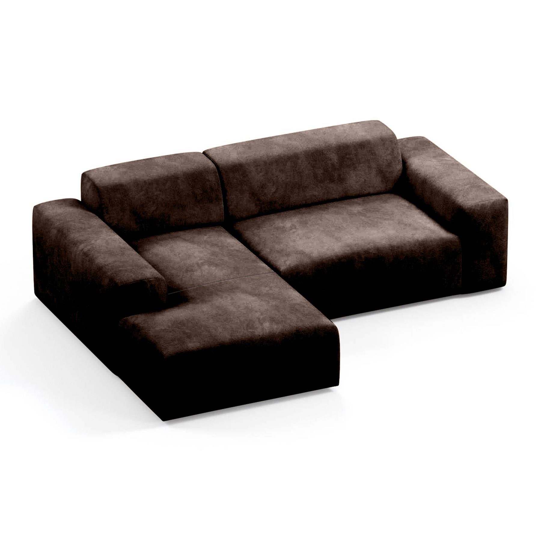 NADUVI Collection Nina Hoekbank Links - Velvet - Donkerbruin