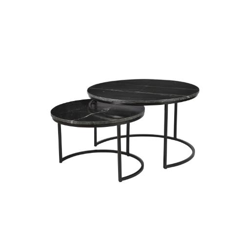 Starfurn Salontafel Nova | Set van 2 | Rond | Zwart marmer