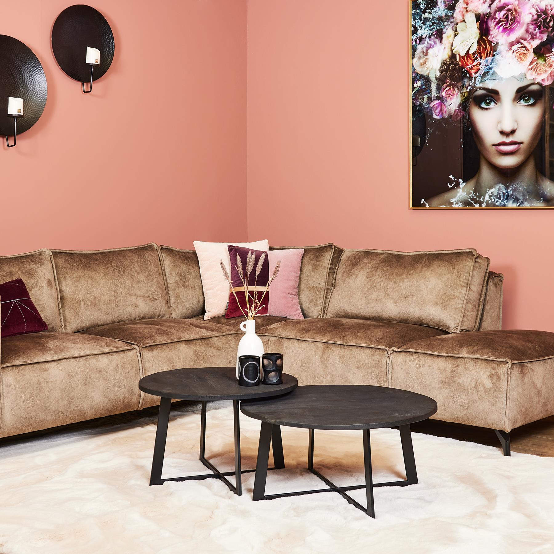 Starfurn Salontafel Nova | Set van 2 | Rond | Zwart marmer