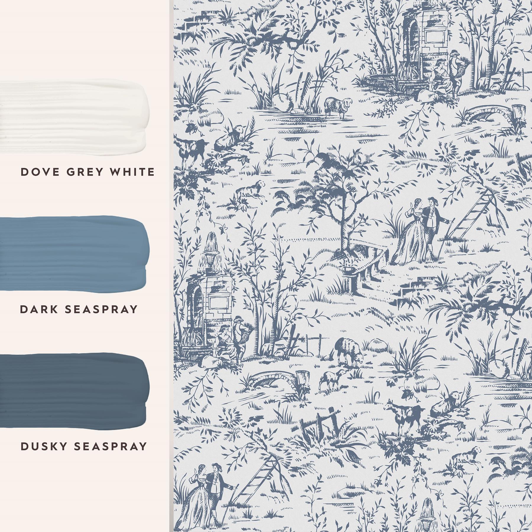 Laura Ashley Toile de Jouy Behang - Dieren - 10mx52cm - Blauw