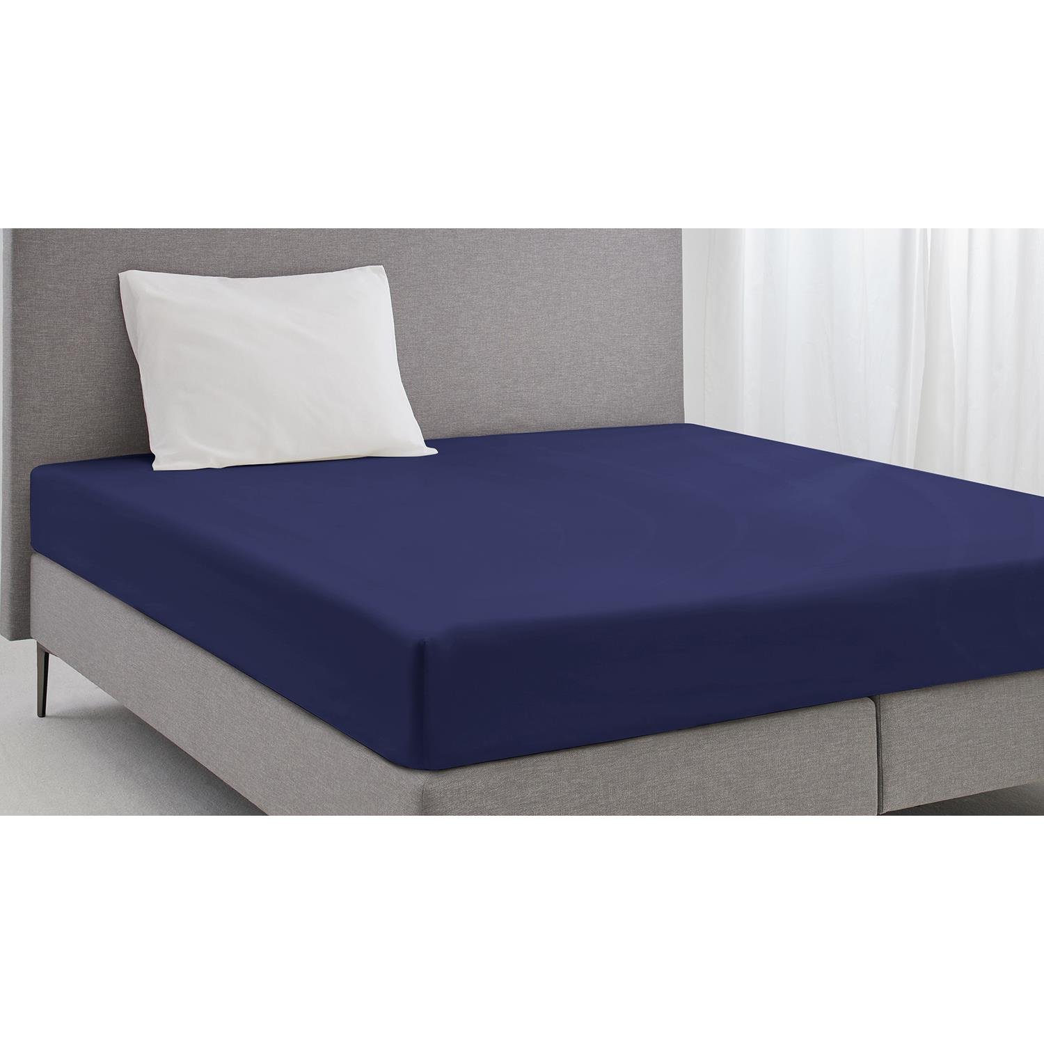 Elegance Hoeslaken Katoen Perkal 35cm Hoekhoogte donker blauw
