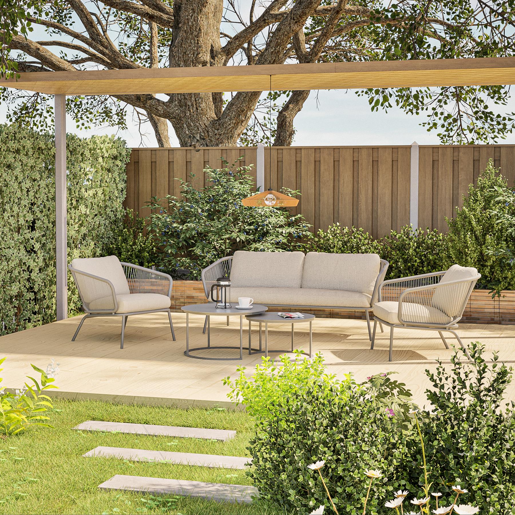 by fonQ Wire Loungeset - 2-Zitsbank en Tuinstoelen