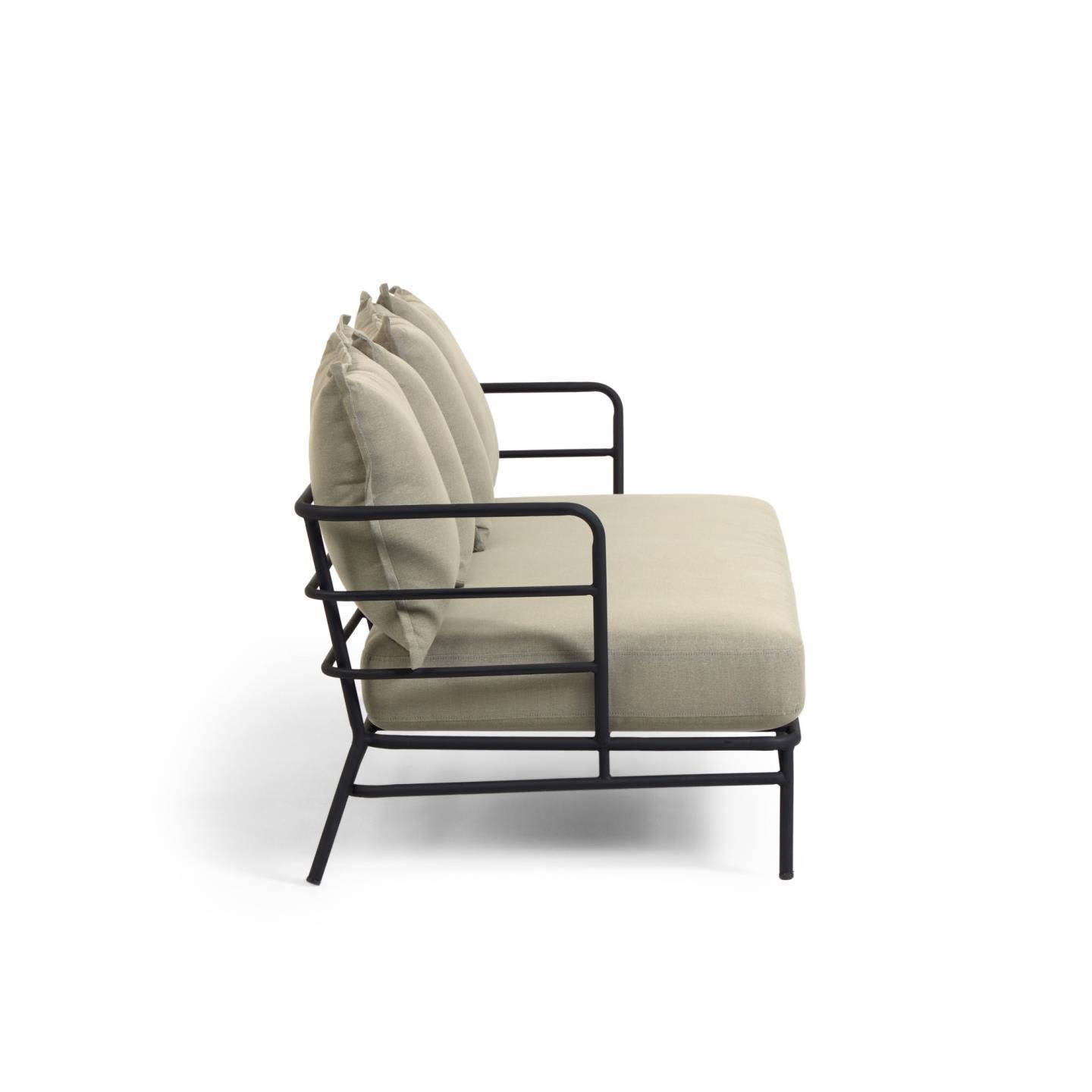 Kave Home - 3-zitsbank Mareluz van zwart staal 197 cm