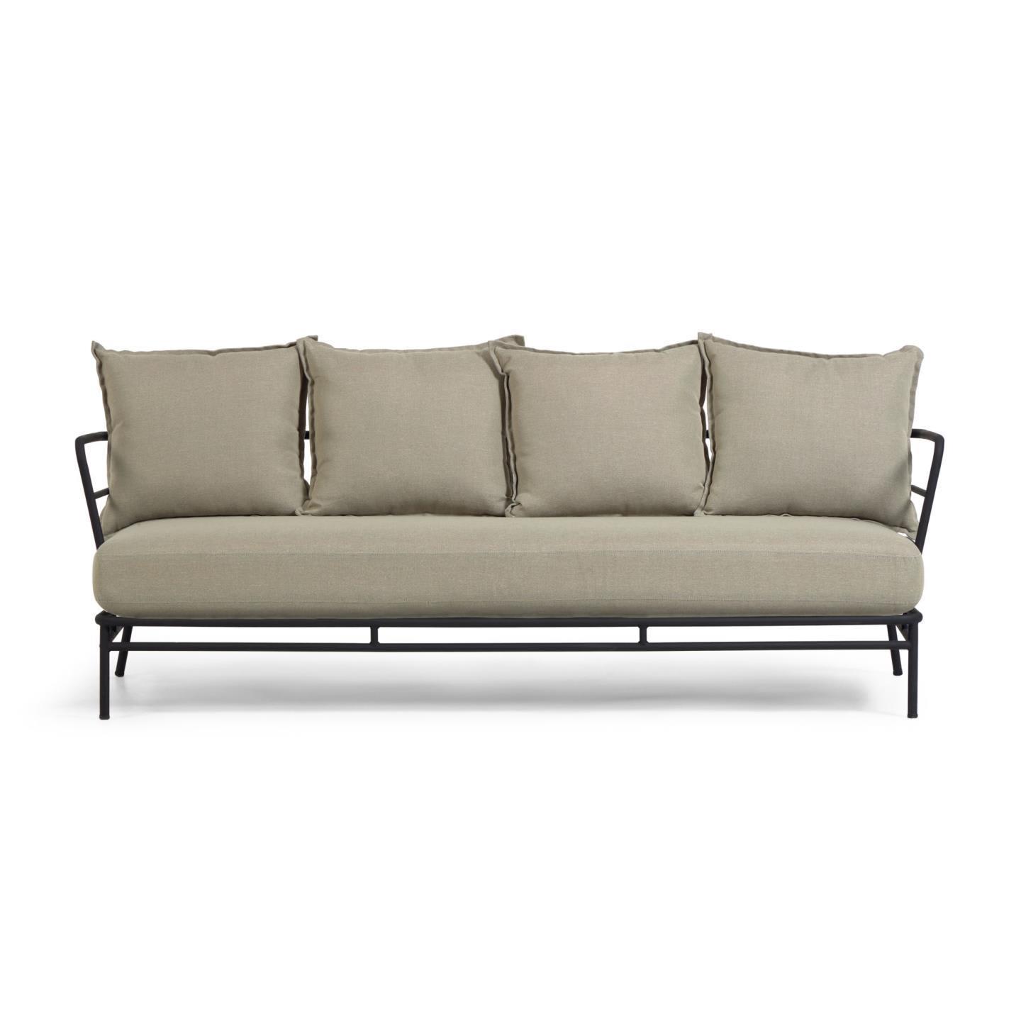 Kave Home - 3-zitsbank Mareluz van zwart staal 197 cm