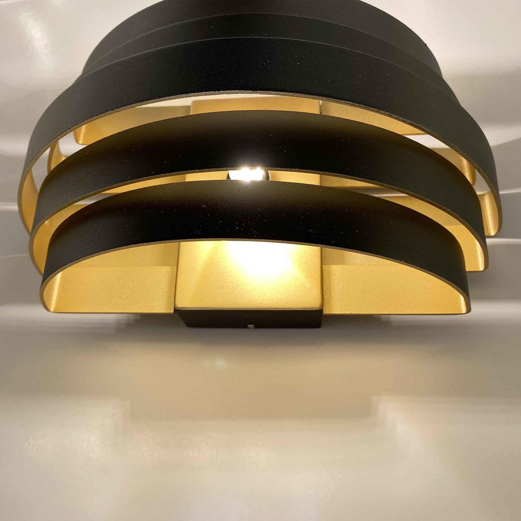 Highlight - Scudo - Wandlamp 1 lichts 20 cm Zwart|Goud