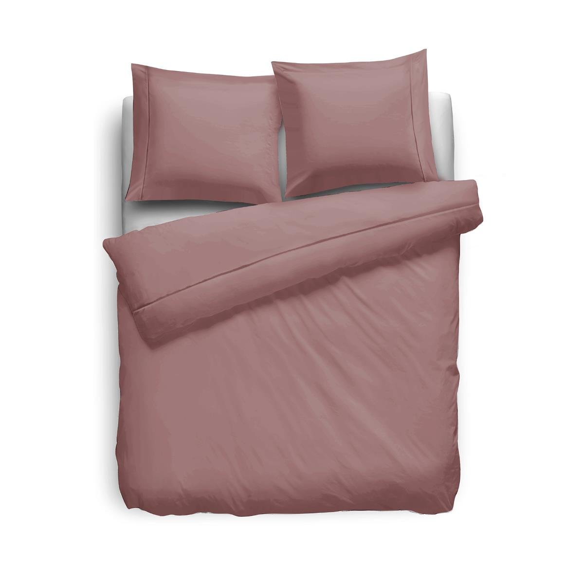 Eleganzzz Dekbedovertrek Uni Percal Katoen Met Bies old pink