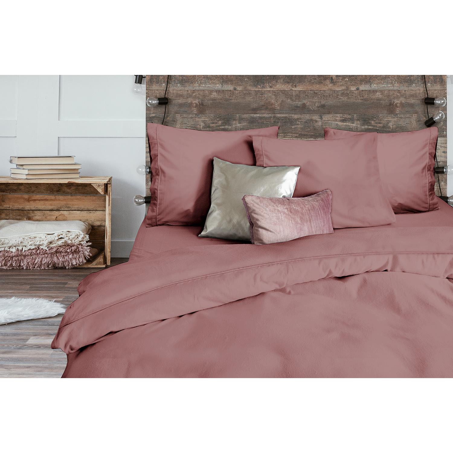 Eleganzzz Dekbedovertrek Uni Percal Katoen Met Bies old pink