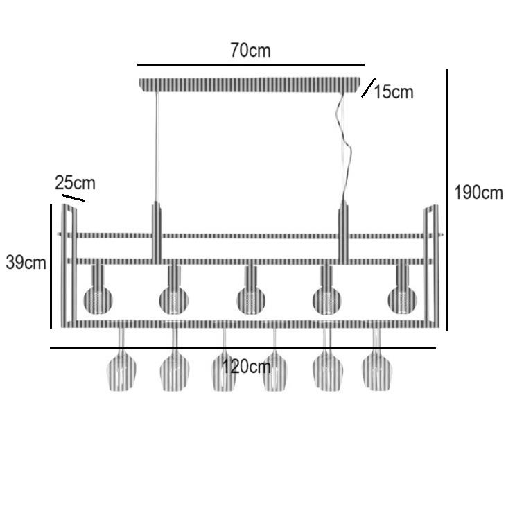 Freelight Hanglamp Barista Zwart 120cm 5 Lichts E27