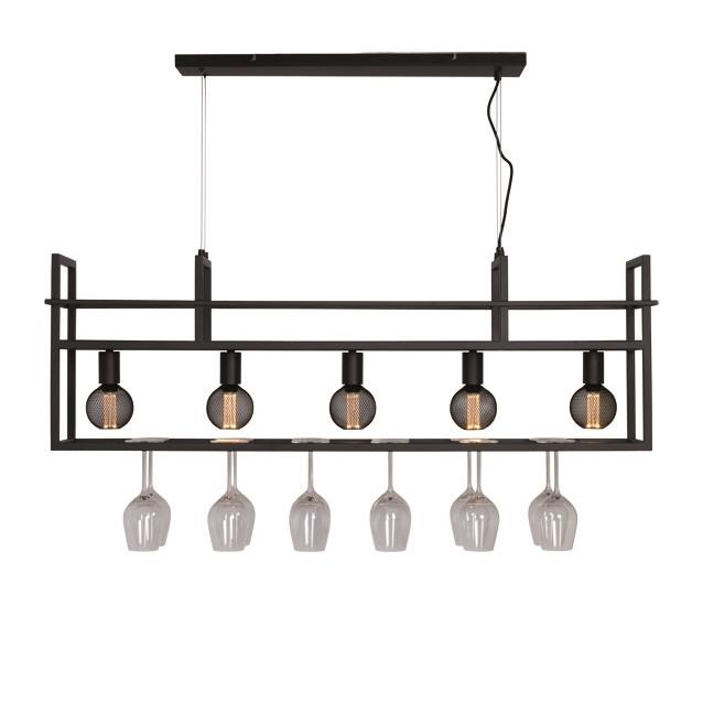 Freelight Hanglamp Barista Zwart 120cm 5 Lichts E27