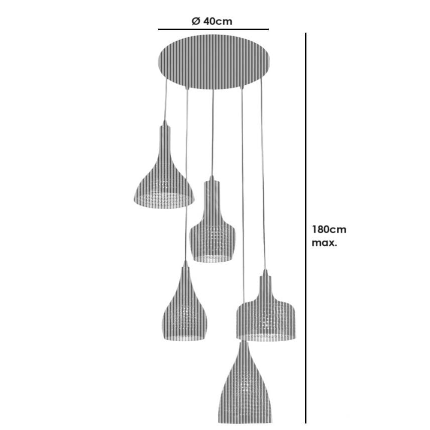 Freelight Hanglamp Fuoco Bruin Zwart 5 Lichts Ø 40cm  E27 Fitting