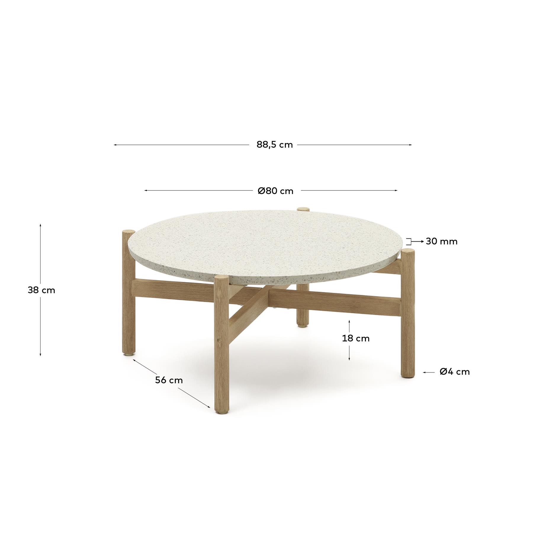 Kave Home - Pola salontafel in cement en eucalyptus massief hout Ø