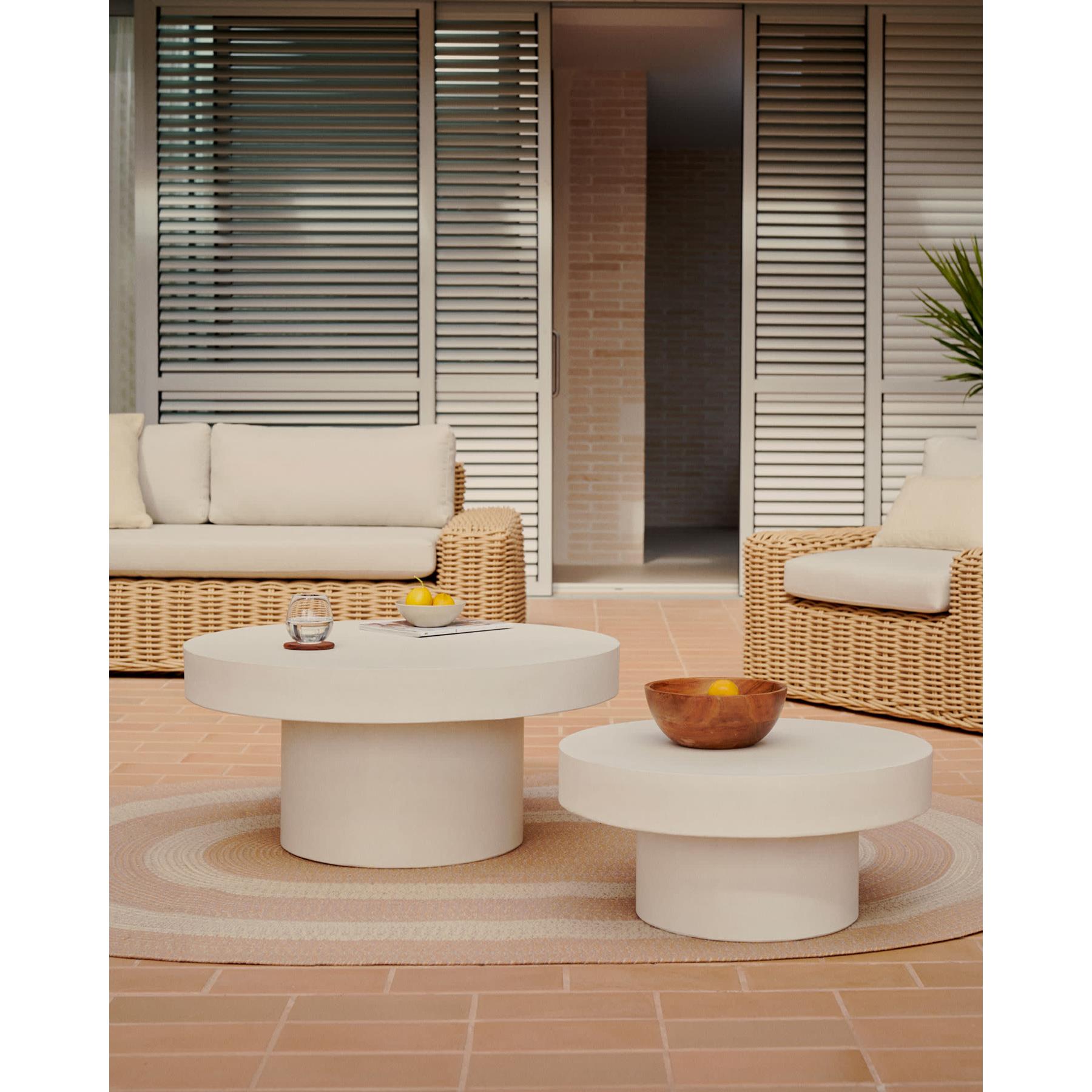 Kave Home - Aiguablava ronde salontafel in wit cement, Ø 66 cm