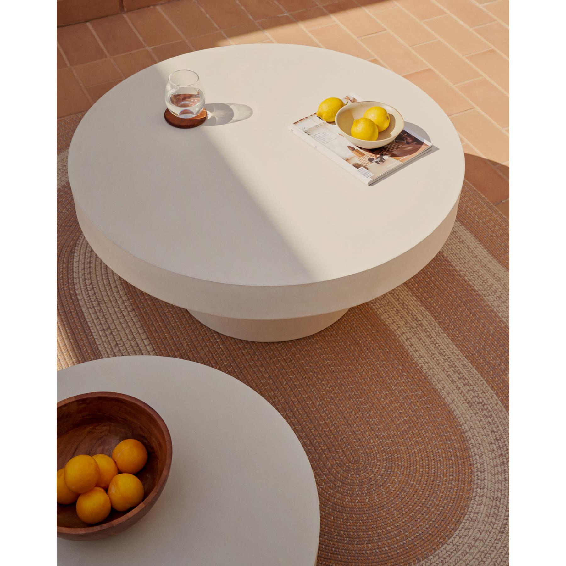 Kave Home - Aiguablava ronde salontafel in wit cement, Ø 66 cm