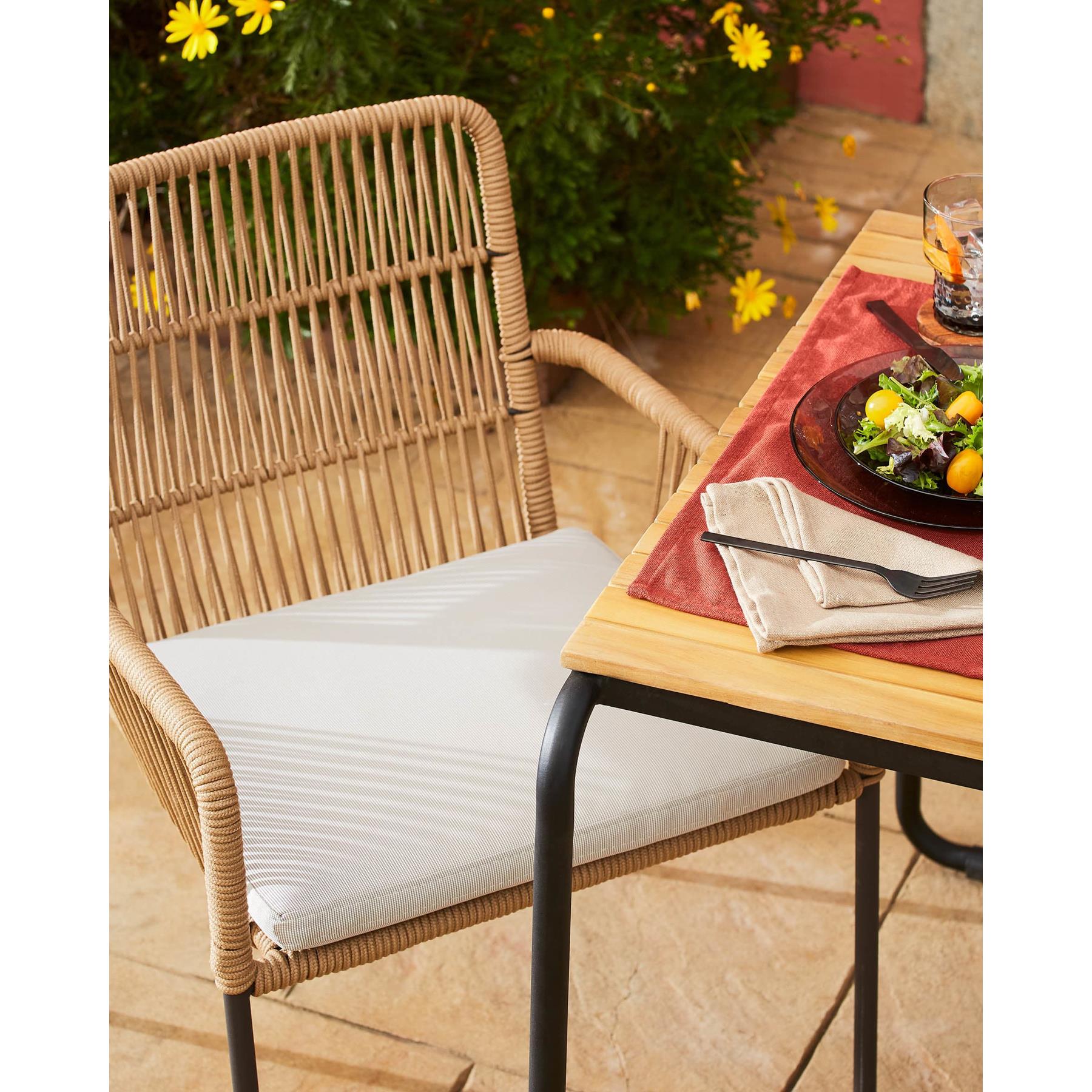 Kave Home - Samanta stoel in beige touw en gegalvaniseerde stalen