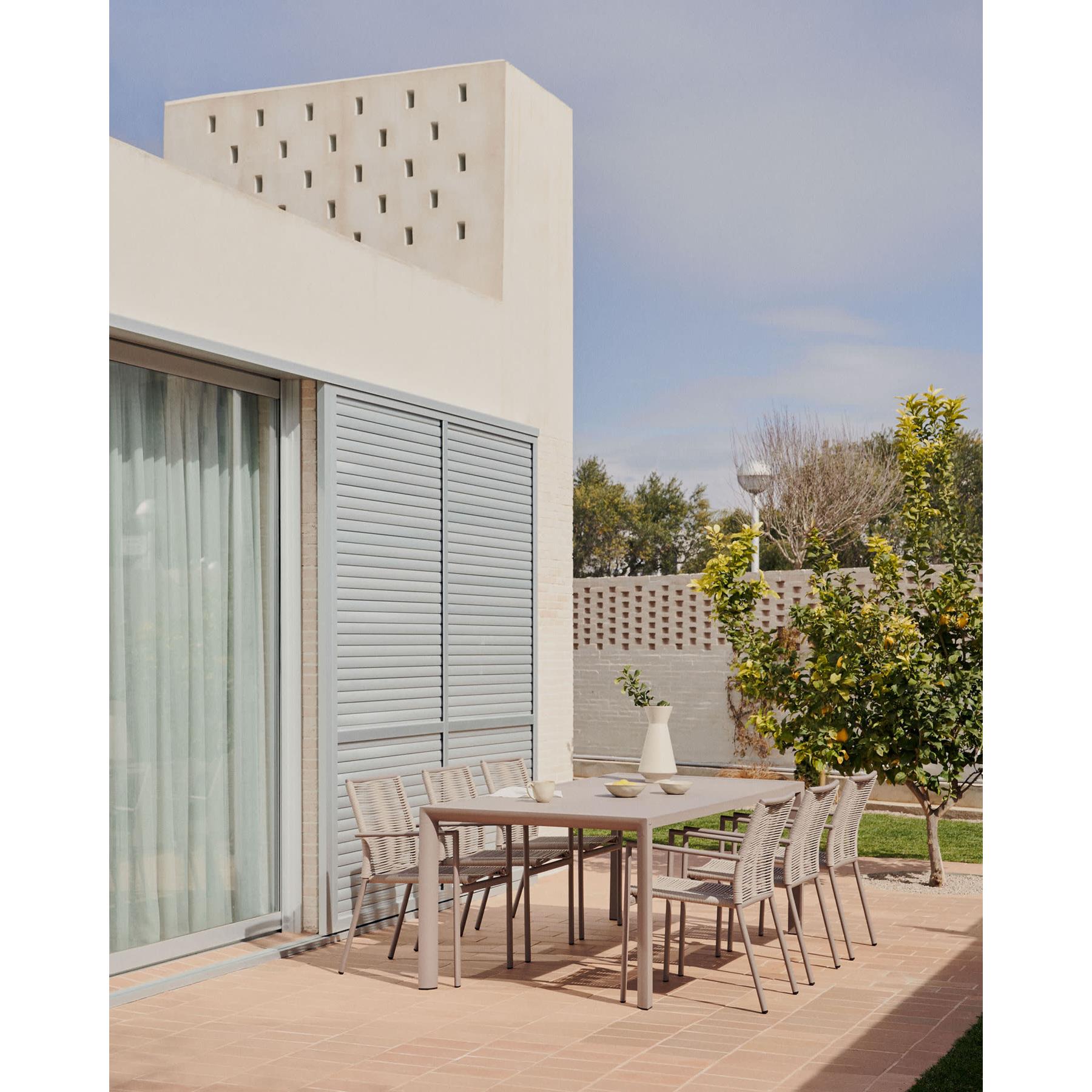 Kave Home - Culip buitentafel in aluminium met bruine afwerking 220 x