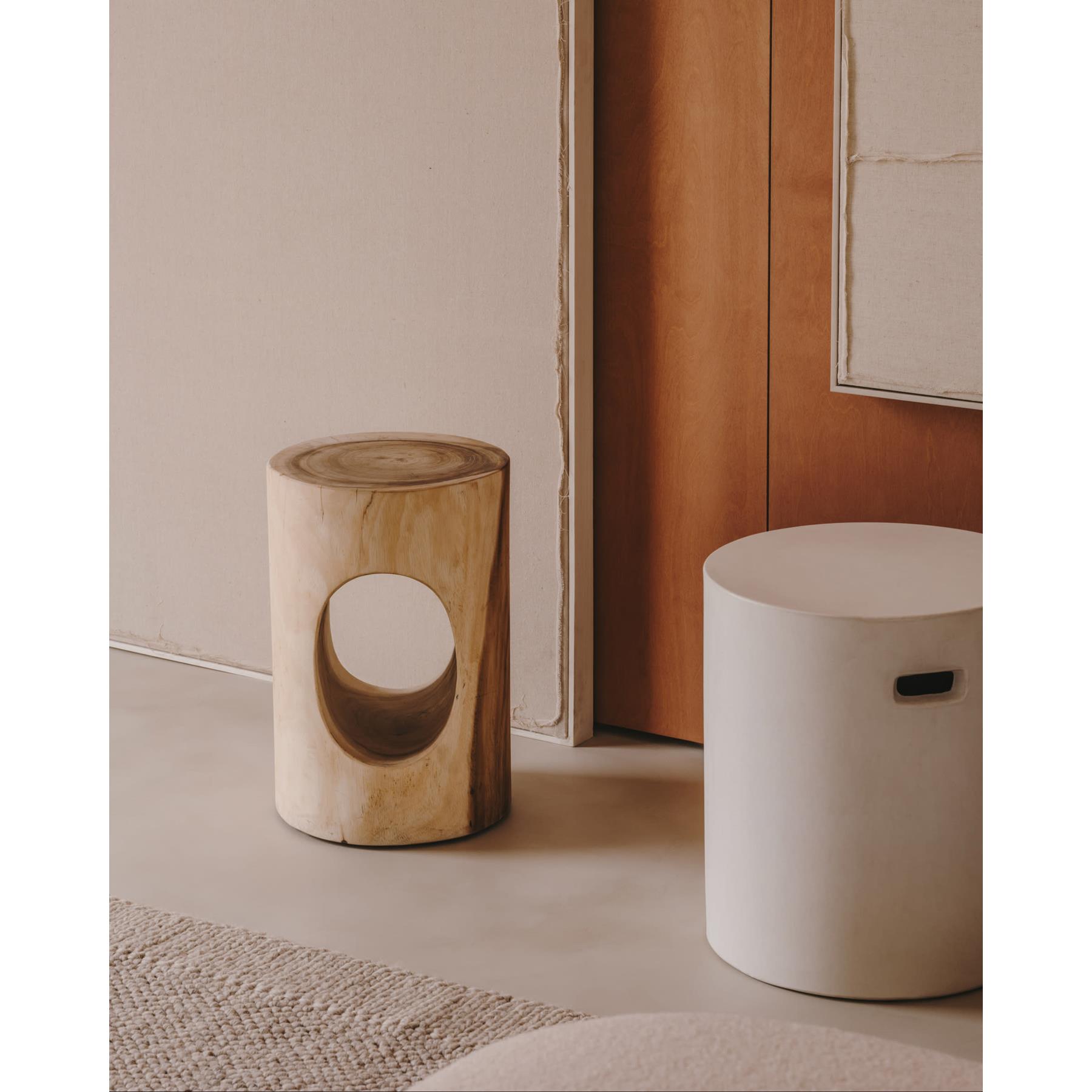 Kave Home - Aiguablava voetsteun in wit cement, Ø 37 cm