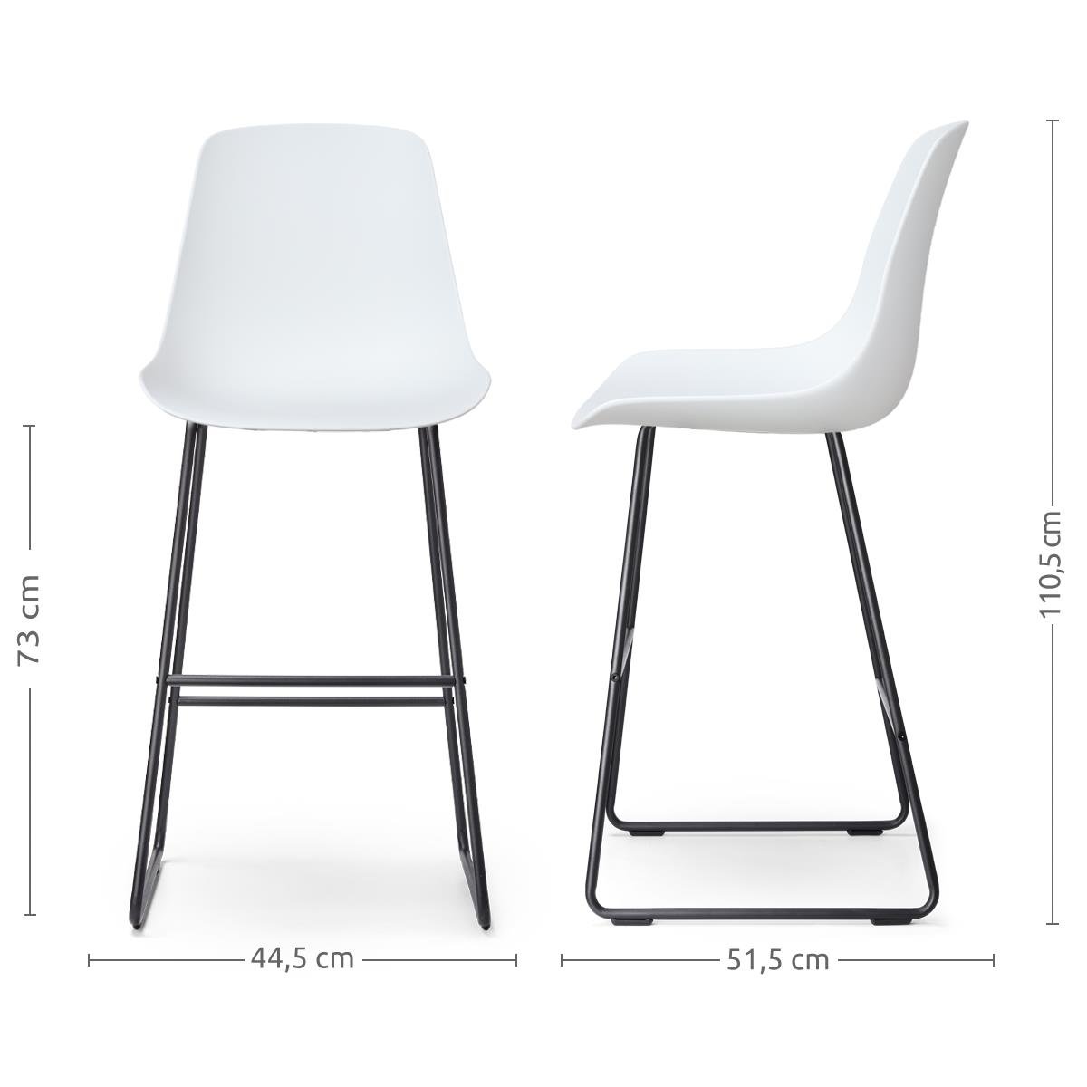 Nolon Nino-Pip Barkruk Wit - Kunststof - Zwart Onderstel - 75 cm