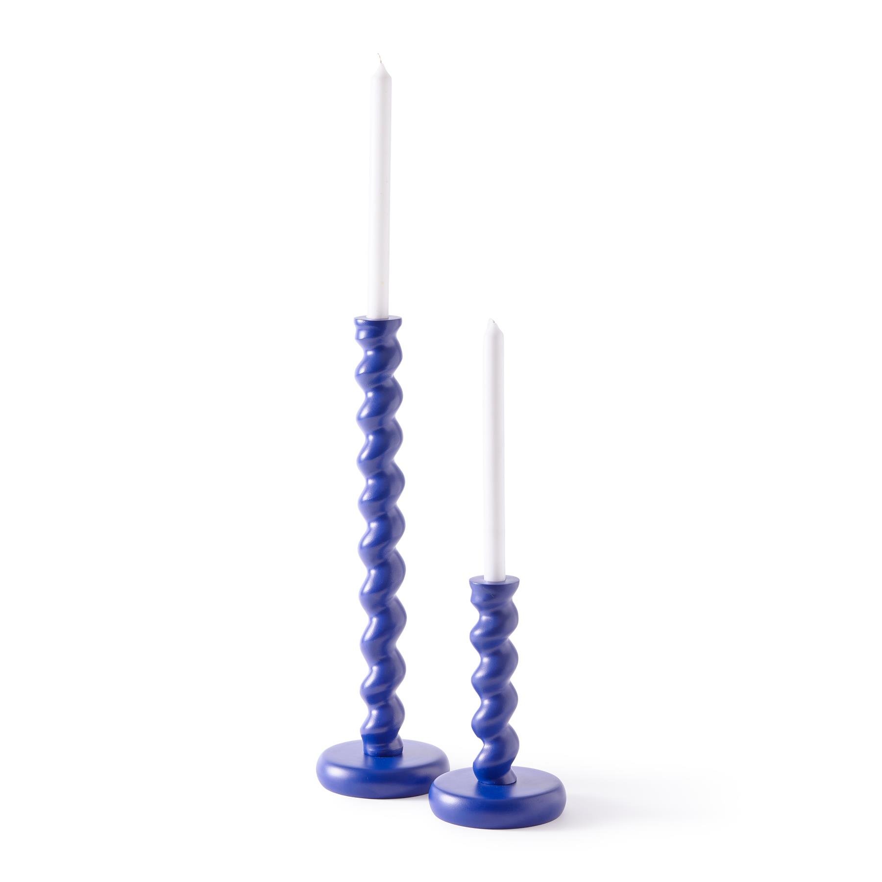 POLSPOTTEN Twister Kandelaar - M - Donkerblauw