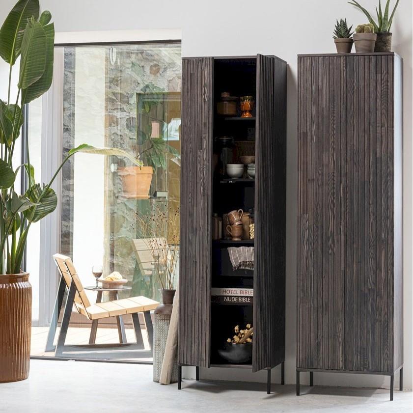 WOOOD Exclusive New Gravure Hoge Opbergkast B 60 cm - Essen - Espresso 