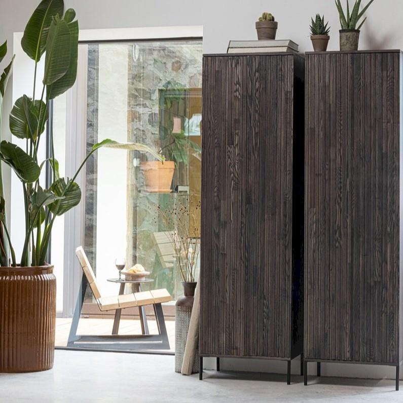 WOOOD Exclusive New Gravure Hoge Opbergkast B 60 cm - Essen - Espresso 
