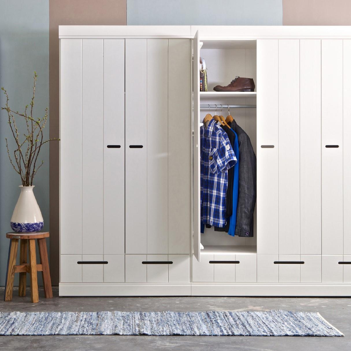 Woood Connect Kledingkast H 195 x B 94 x D 53 cm - Lades, Planken en Roede - Wit