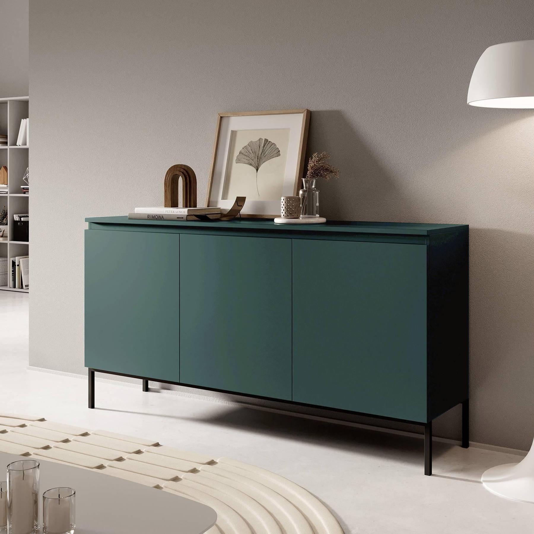 NADUVI Collection Kate Dressoir - B 150 cm -  Donkergroen / Zwart