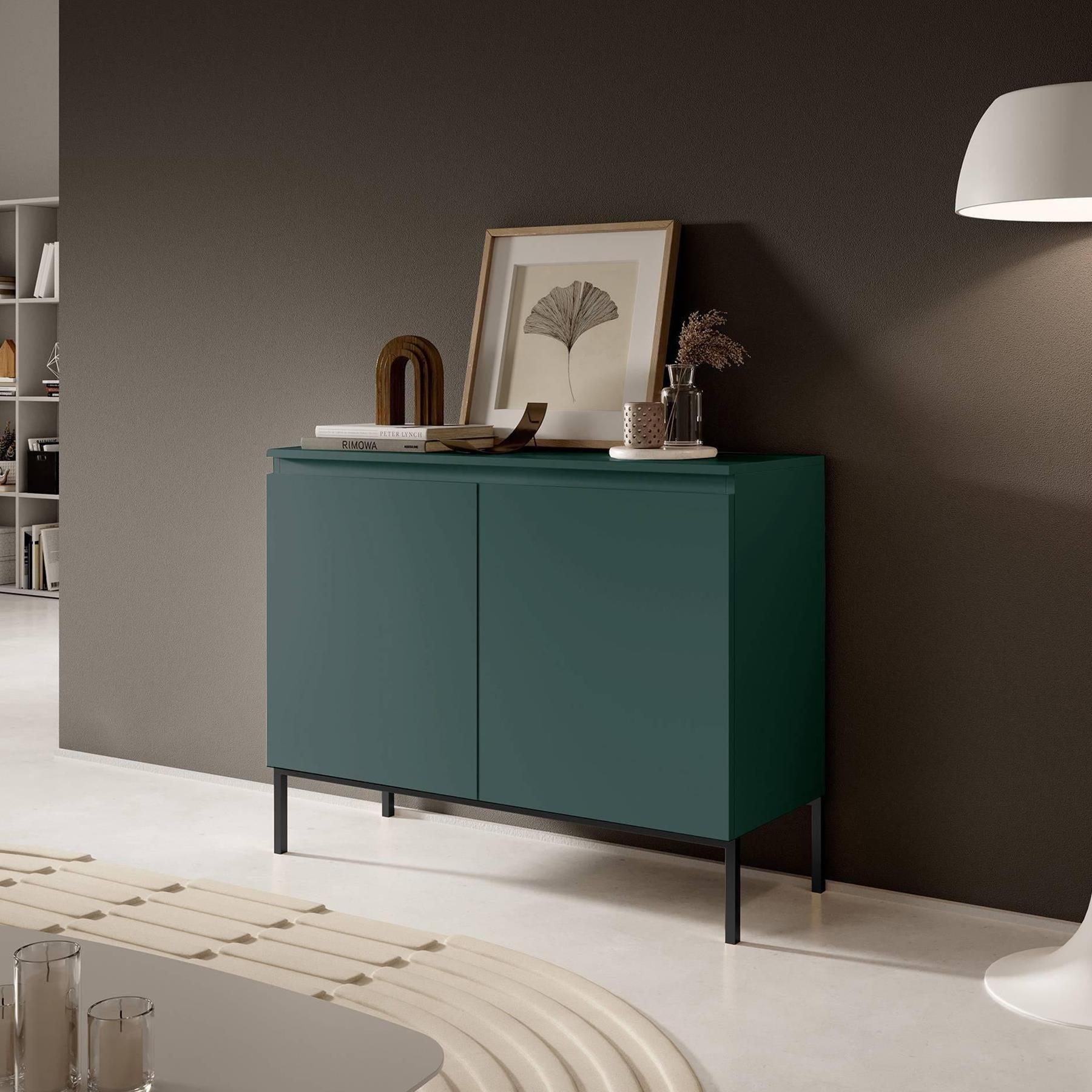 NADUVI Collection Kate Dressoir - B 100 cm - Donkergroen / Zwart