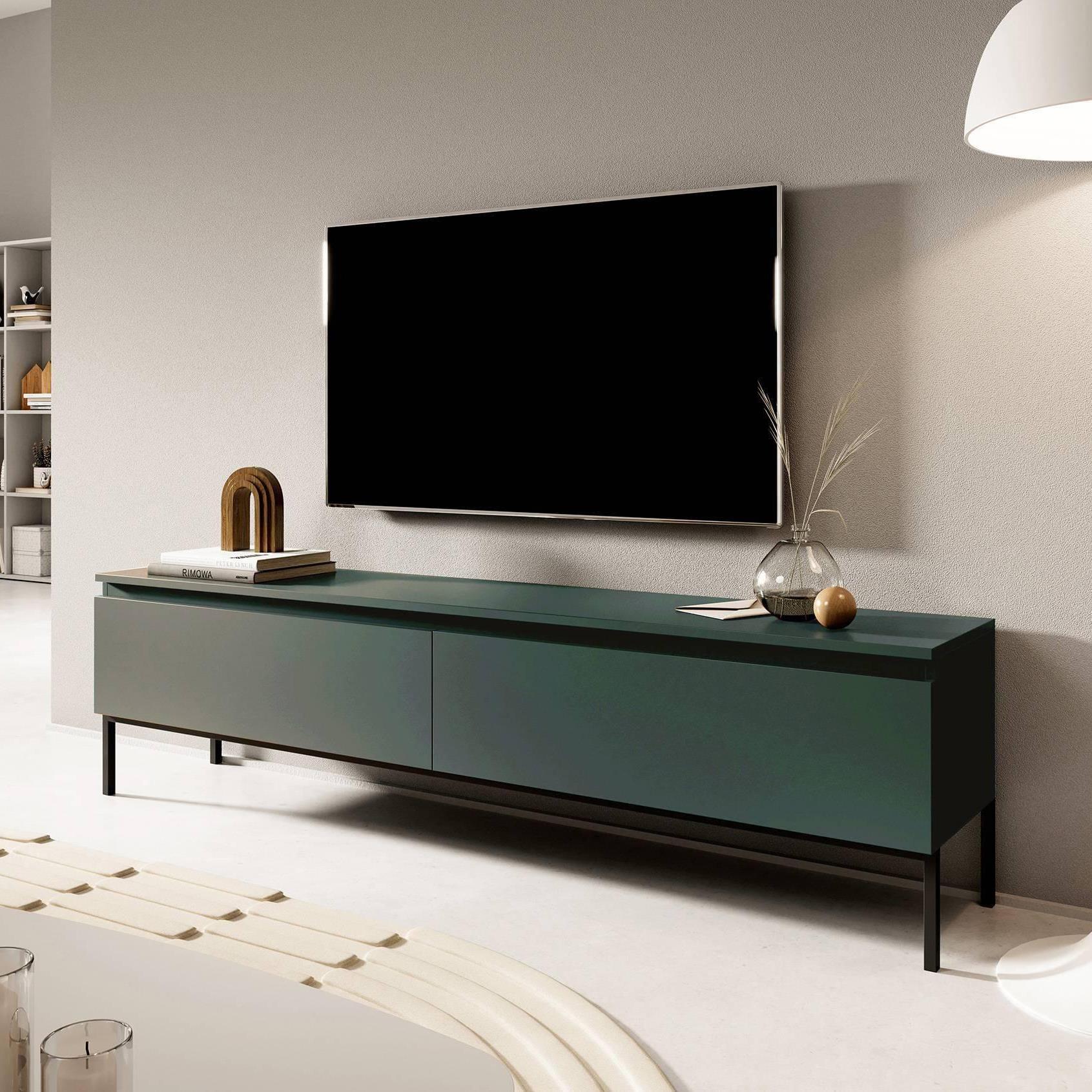 NADUVI Collection Kate Tv-Meubel - B 150 cm - Donkergroen / Zwart