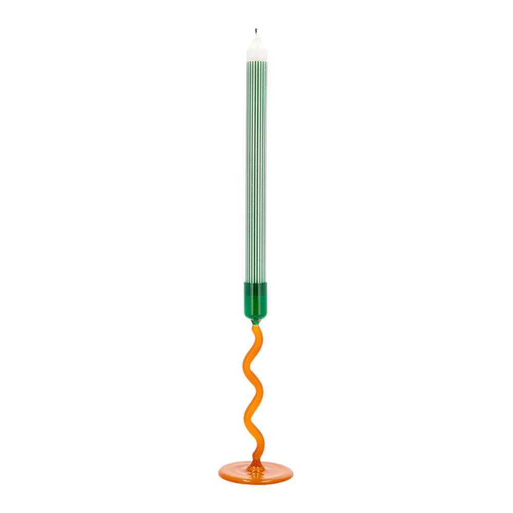 Villa Collection Styles Glazen Kandelaar Spiral - Groen / Oranje