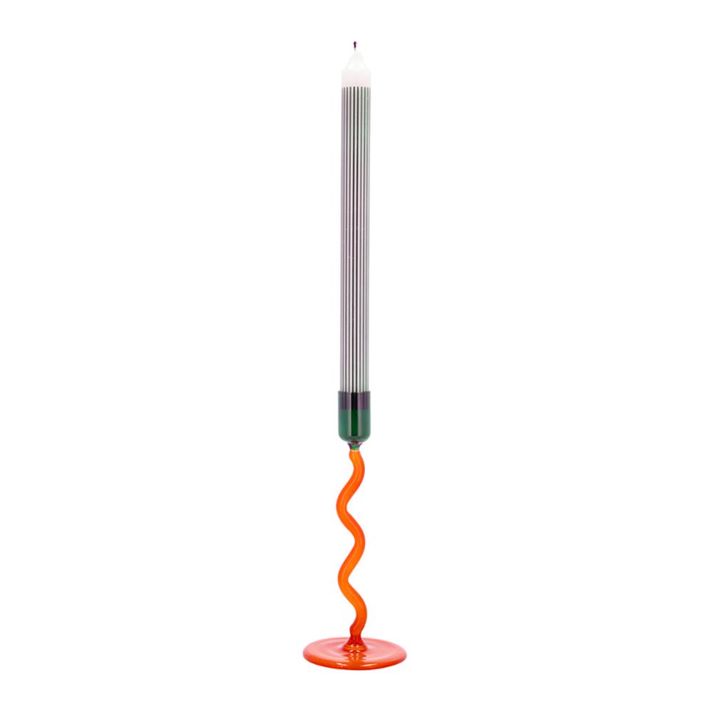 Villa Collection Styles Glazen Kandelaar Spiral - Groen / Oranje