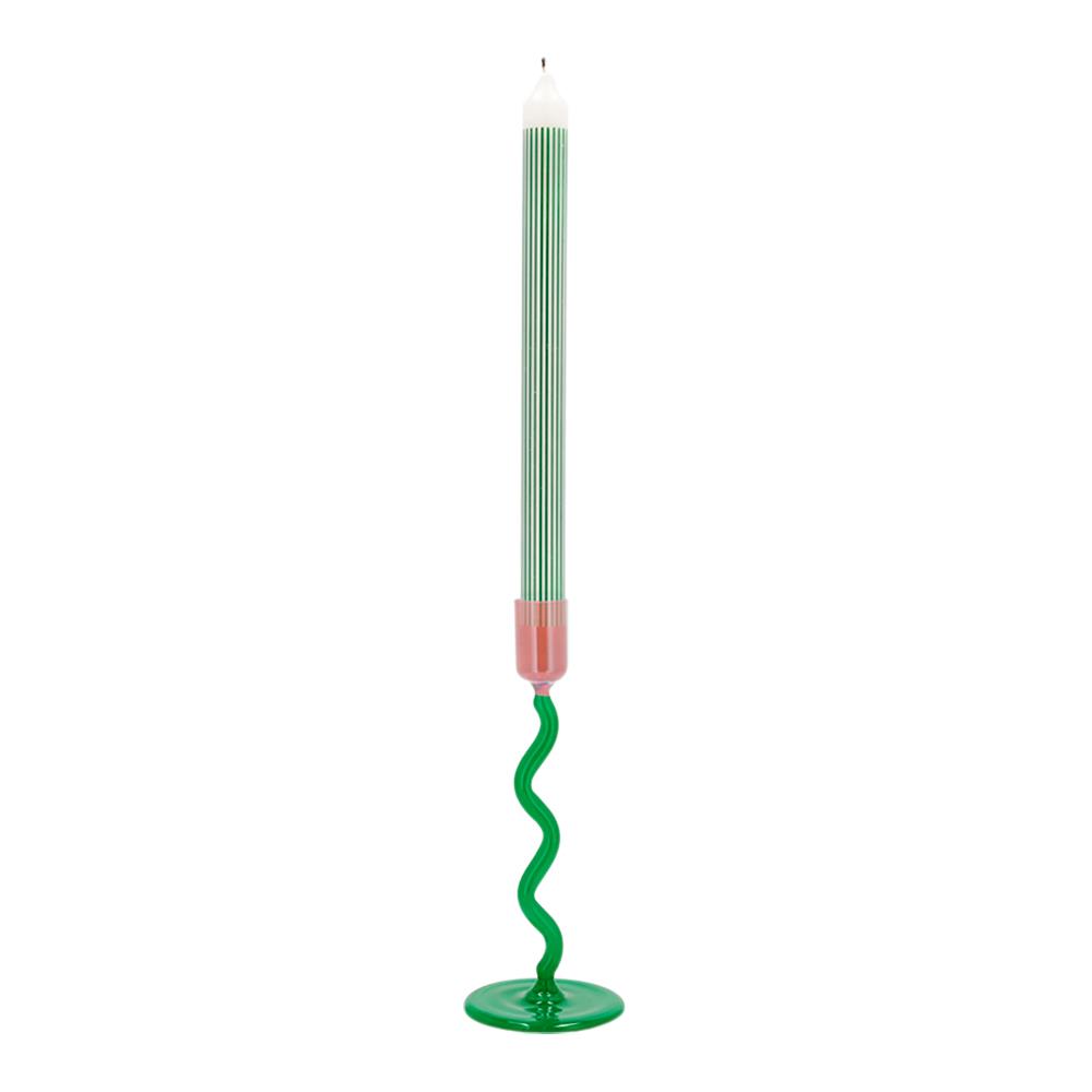Villa Collection Styles Glazen Kandelaar Spiral - Groen / Roze