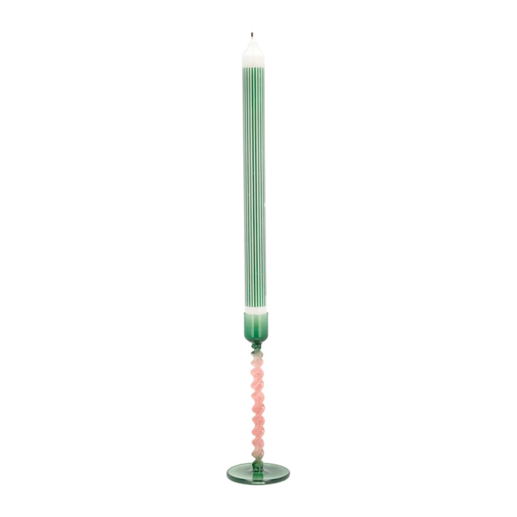 Villa Collection Styles Glazen Kandelaar Twist - Groen / Roze