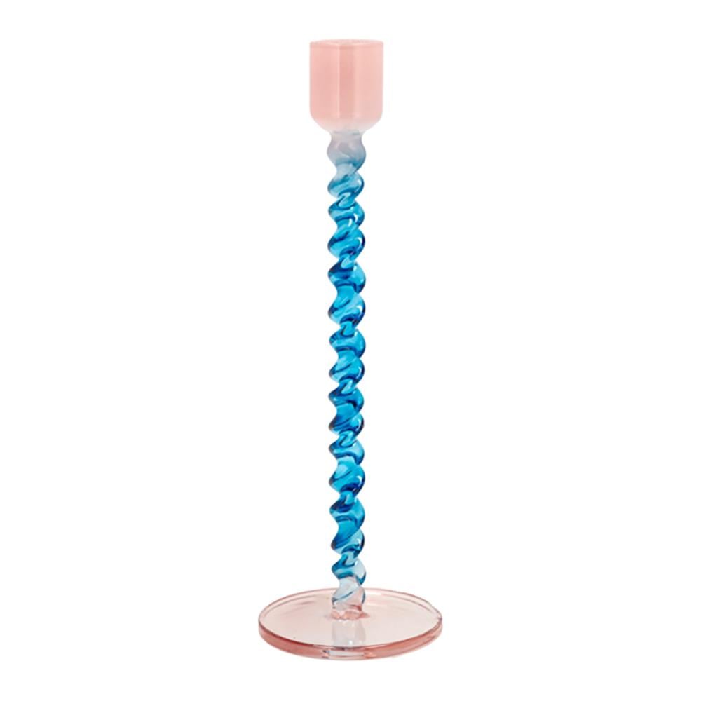 Villa Collection Styles Glazen Kandelaar Twist - Blauw / Roze