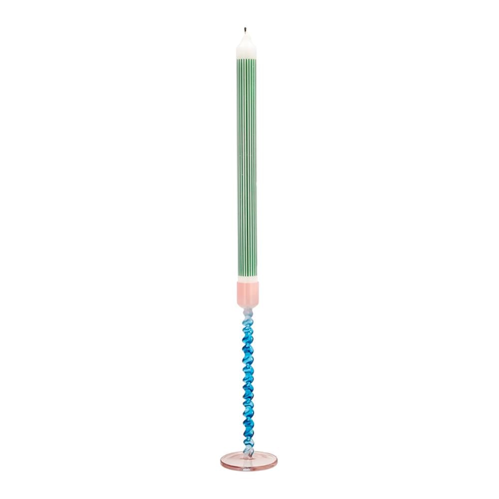 Villa Collection Styles Glazen Kandelaar Twist - Blauw / Roze