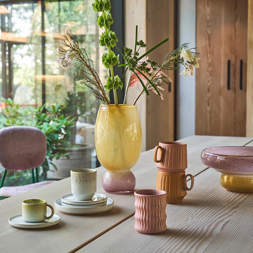 Villa Collection Styles Glazen Schaal Ø 30 cm - Roze / Geel 