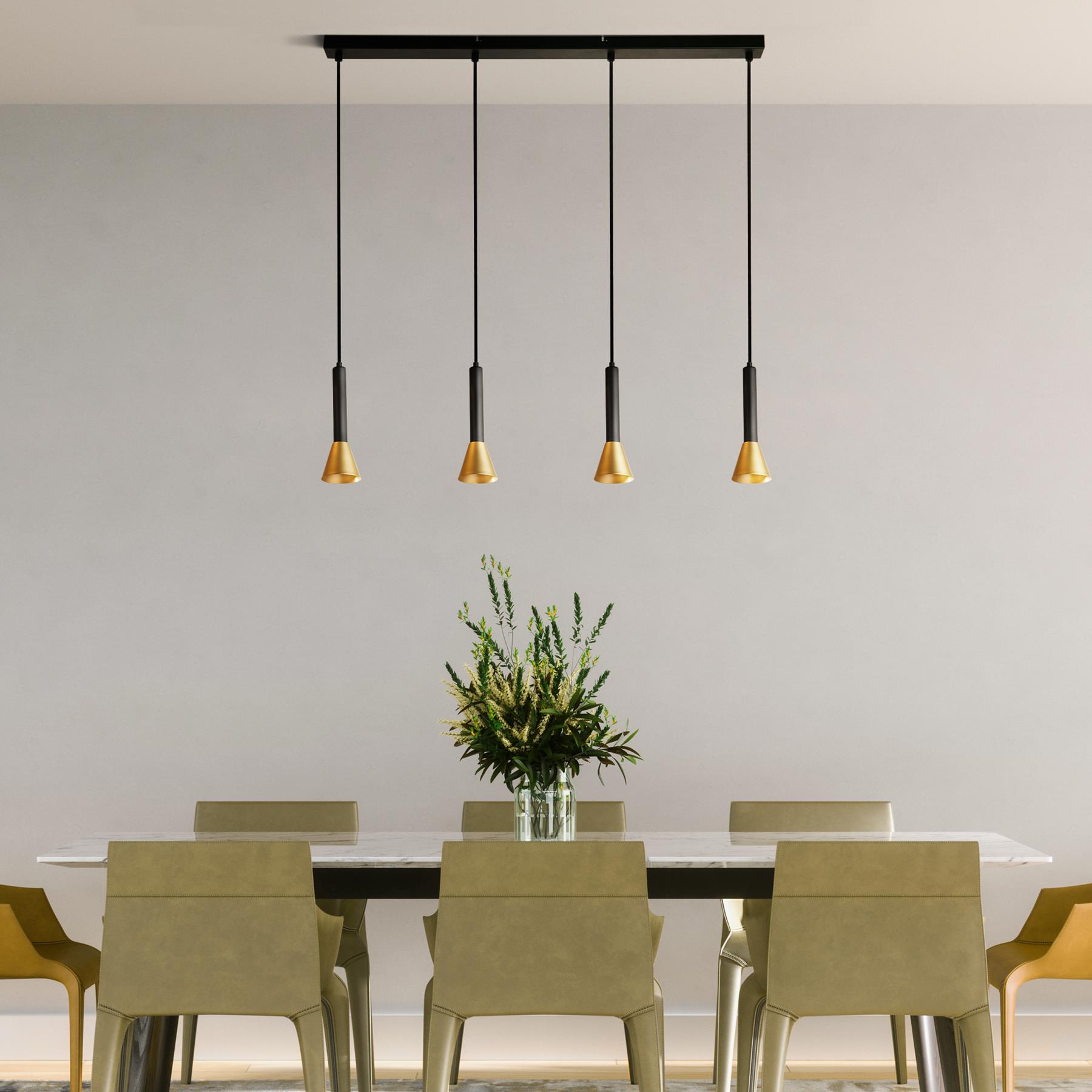Searchlight Signal Hanglamp 4-lichts - Zwart/Goud