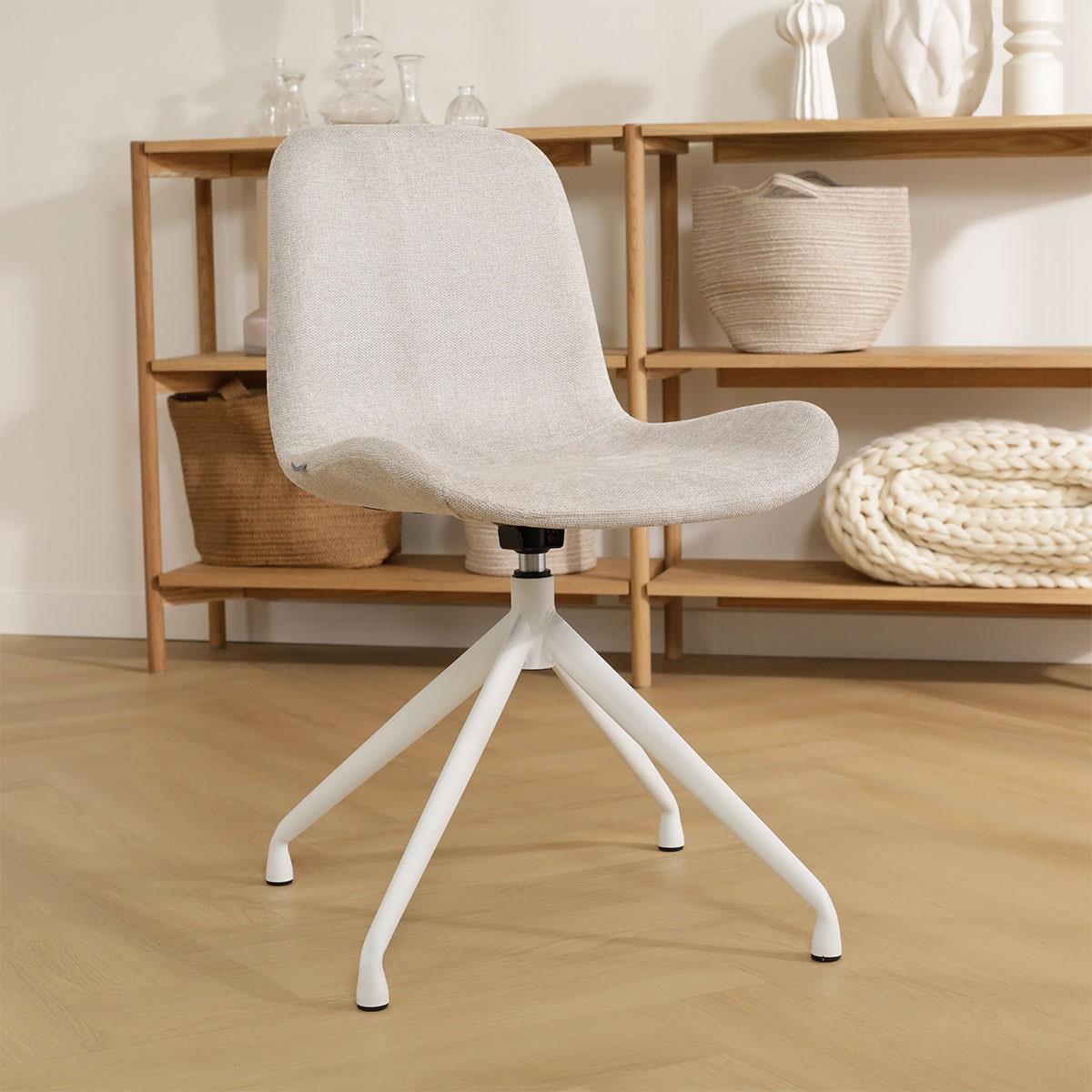 Nolon Nola-Fé Eetkamerstoel Beige - Draaibaar Wit Onderstel