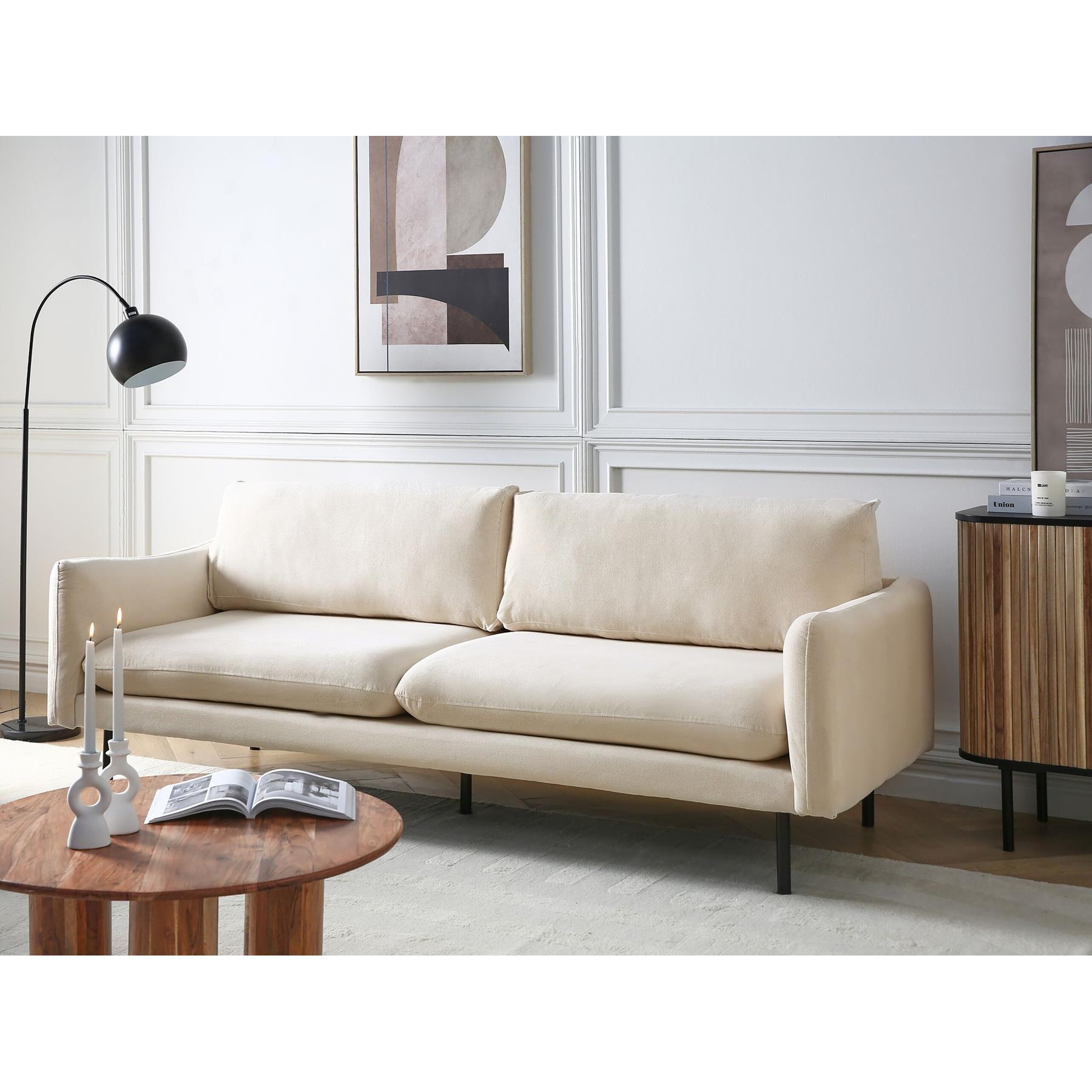 Beliani - VINTERBRO - Driezitsbank - Beige - Polyester