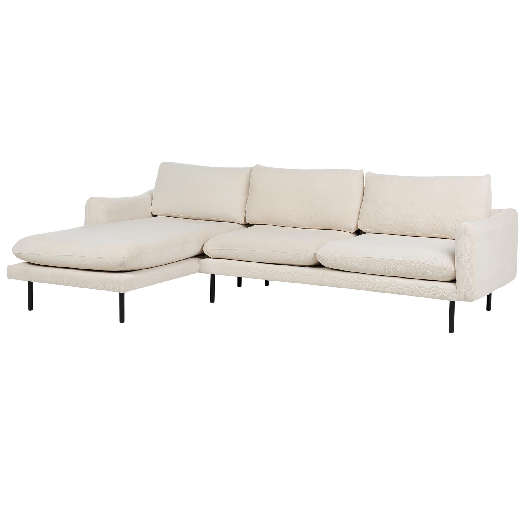 Beliani - VINTERBRO - Hoekbank - Lichtbeige - Rechtszijdig - Polyester