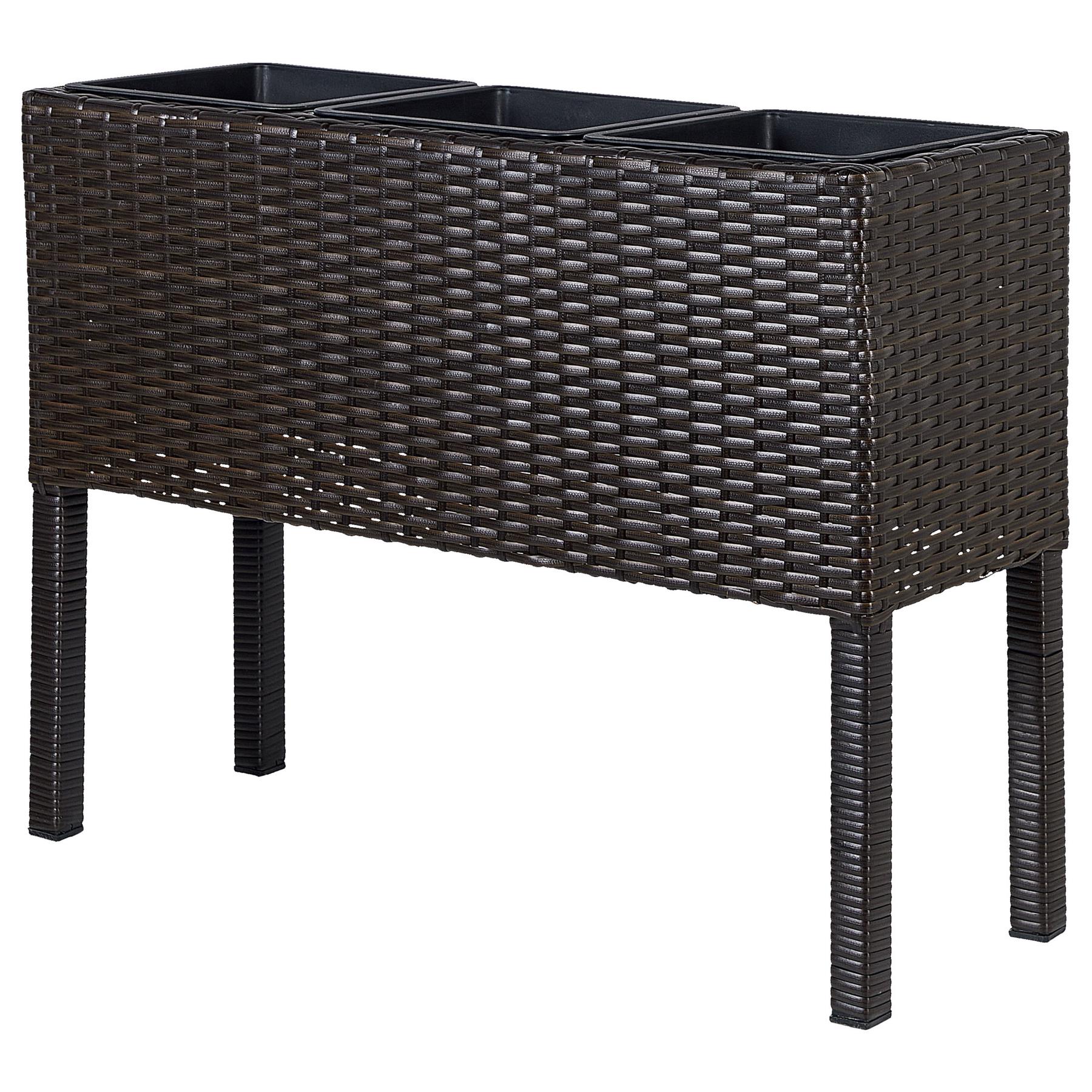 Beliani - CARAGANA - Hoge plantenbak - Bruin - PE rotan