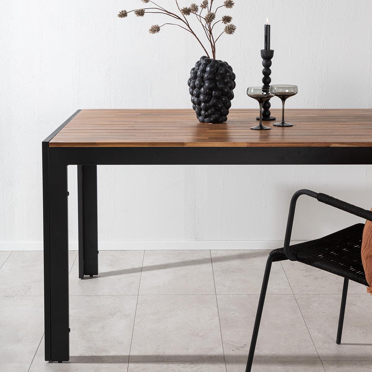 Nest outdoor Lasse Tuintafel Aluminium Zwart - met Houten Tafelblad