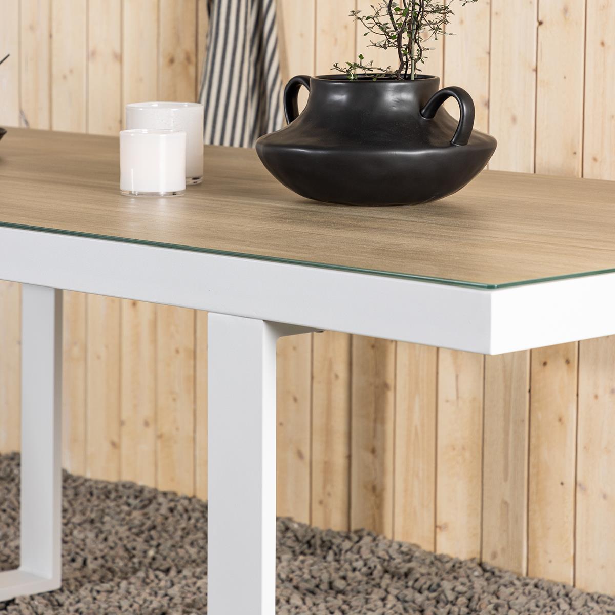 Nest outdoor Mathijs Tuintafel Aluminium Wit - met Glazen Tafelblad